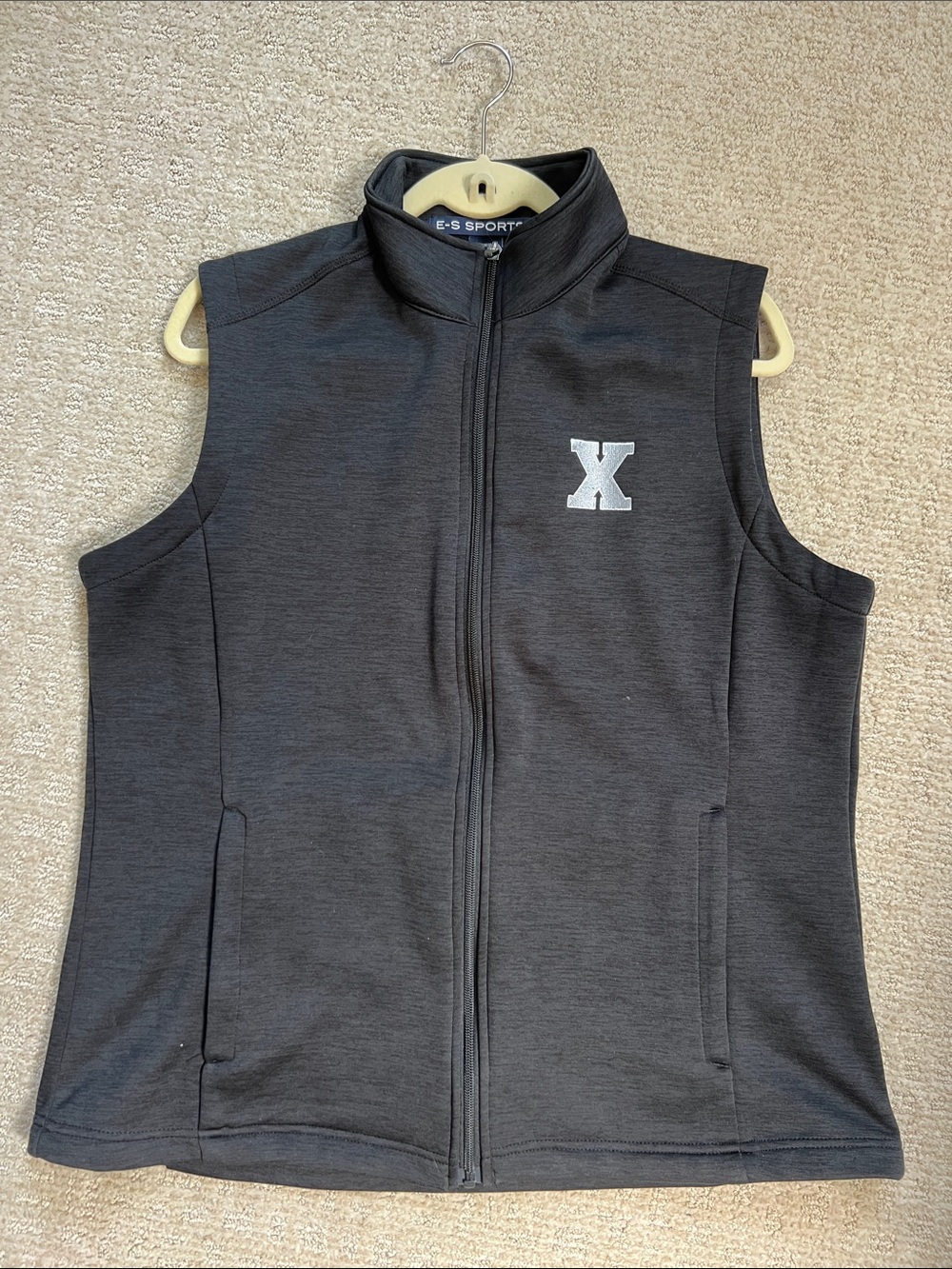 Black Sleeveless Zip-Front Vest with X Logo